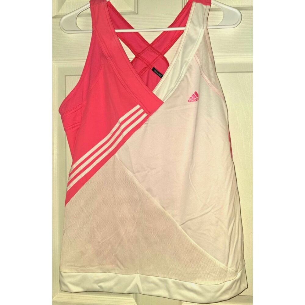 Adidas Clima365 Women's Pink & White Stretch Logo Tank Top Sz L NWOT